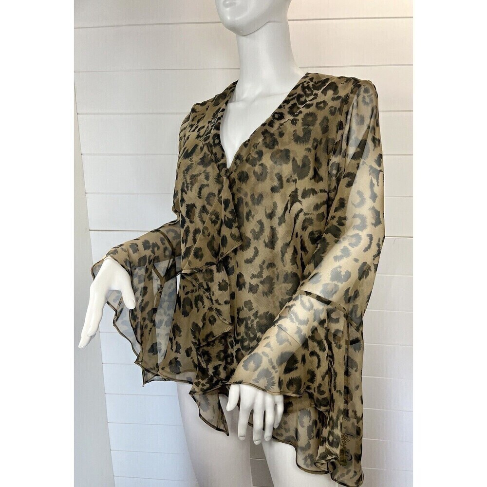 Jeffrey & Dara Womens Blouse VTG Leopard Print Witchy Mob Wife 12 DEADSTOCK